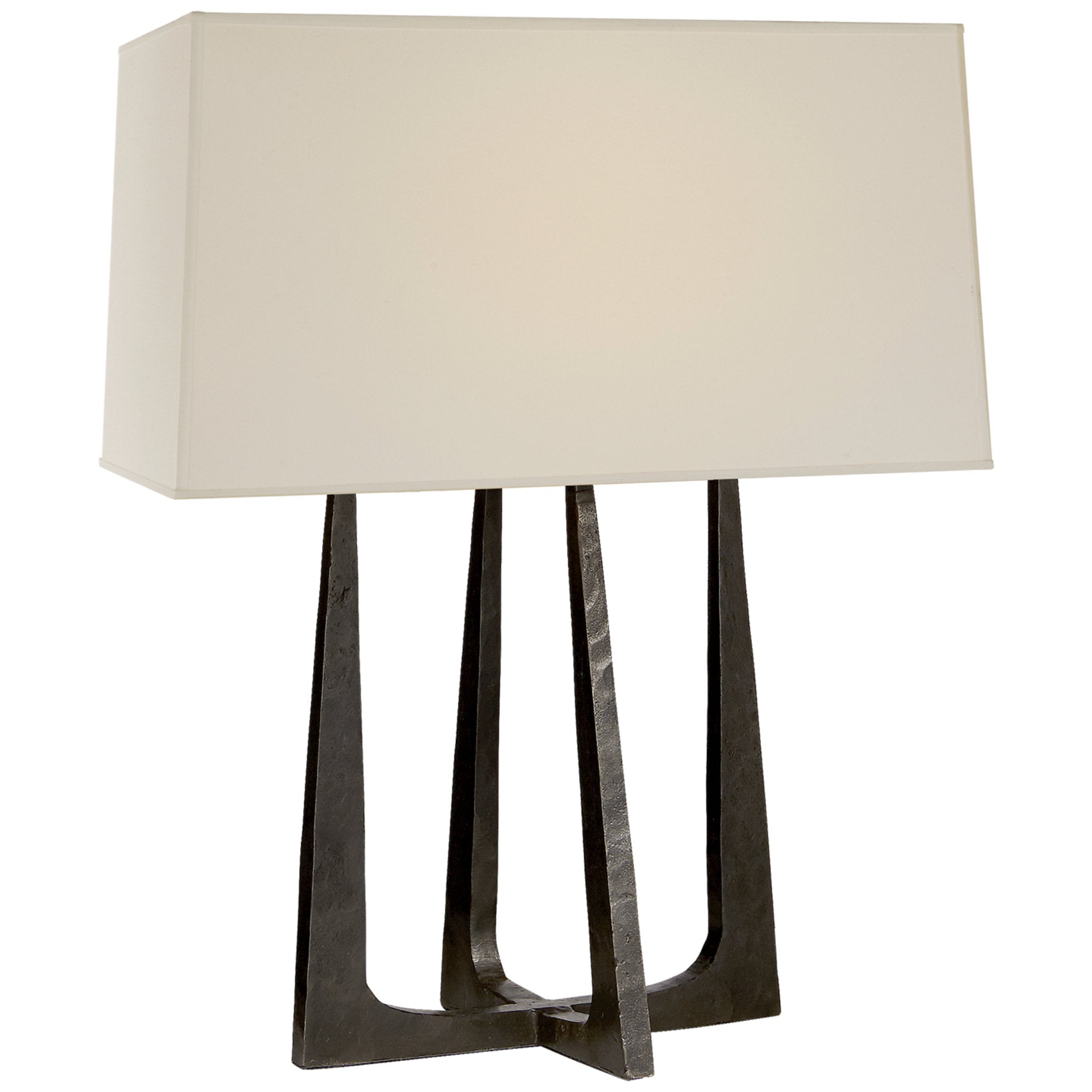 Ian K. Fowler Scala Hand-Forged Bedside Lamp in Aged Iron with Natural Percale Shade