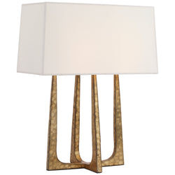 Ian K. Fowler Scala Hand-Forged Bedside Lamp in Gilded Iron with Linen Shade