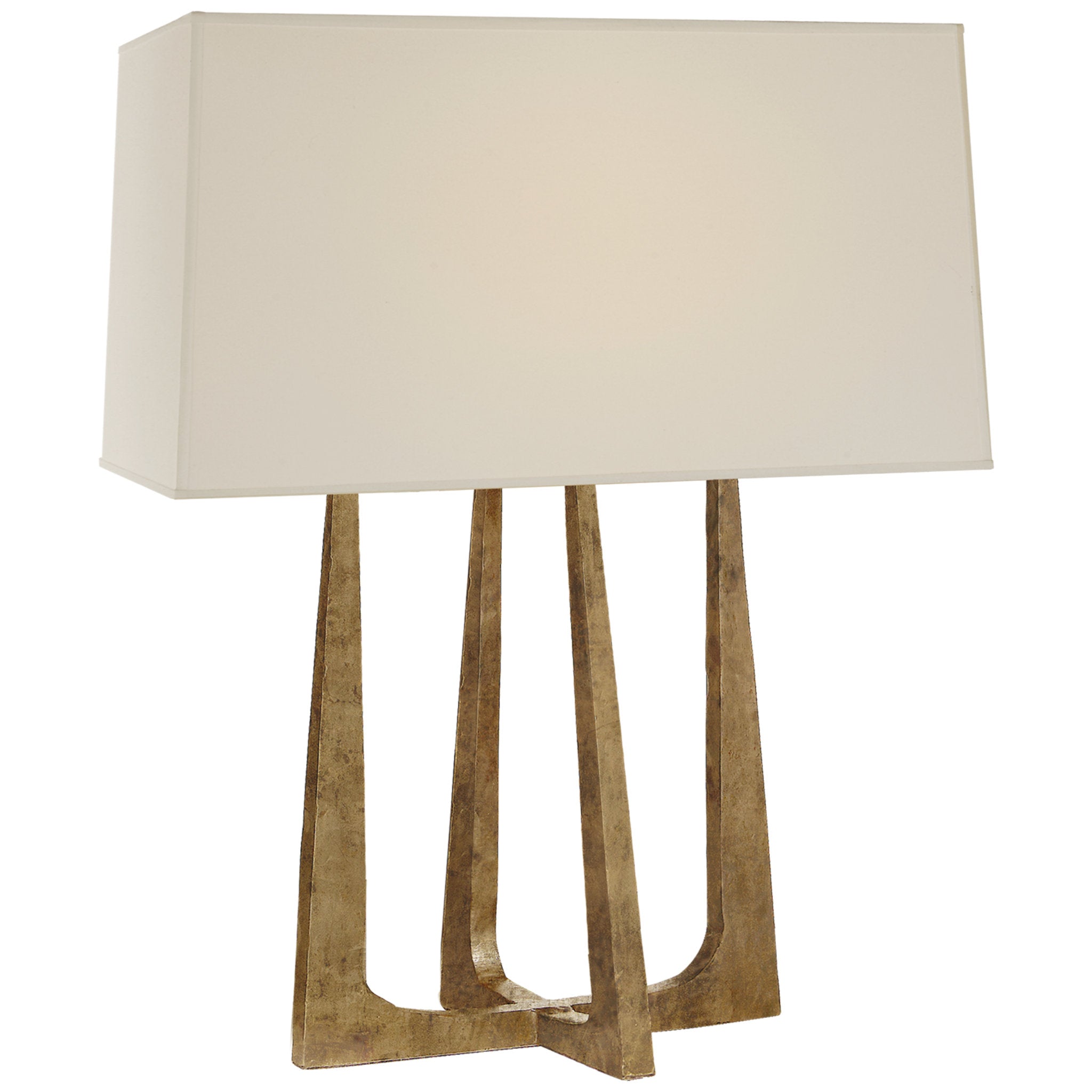 Ian K. Fowler Scala Hand-Forged Bedside Lamp in Gilded Iron with Natural Percale Shade