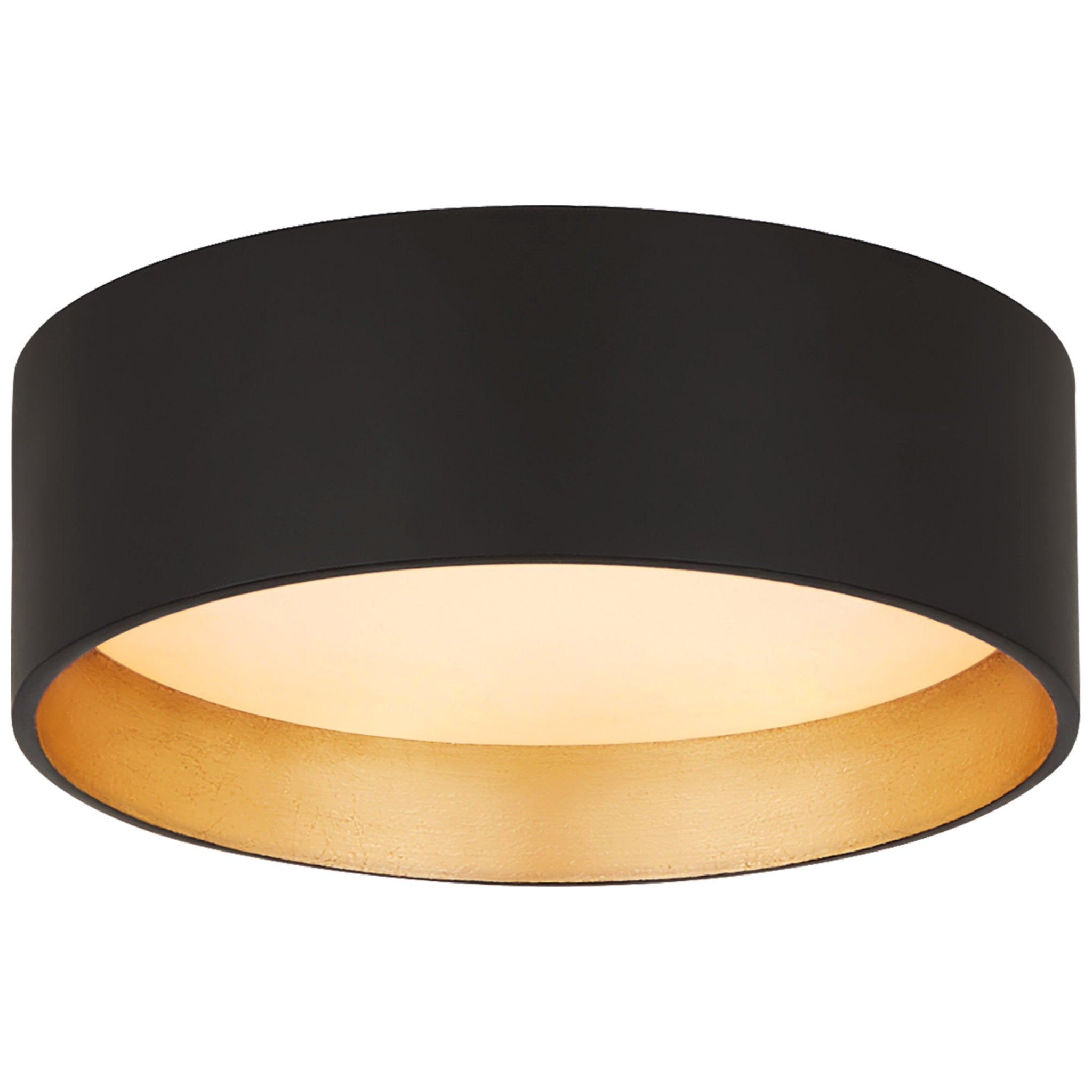 Visual Comfort Shaw 5" Solitaire Flush Mount in Matte Black and Gild with White Glass