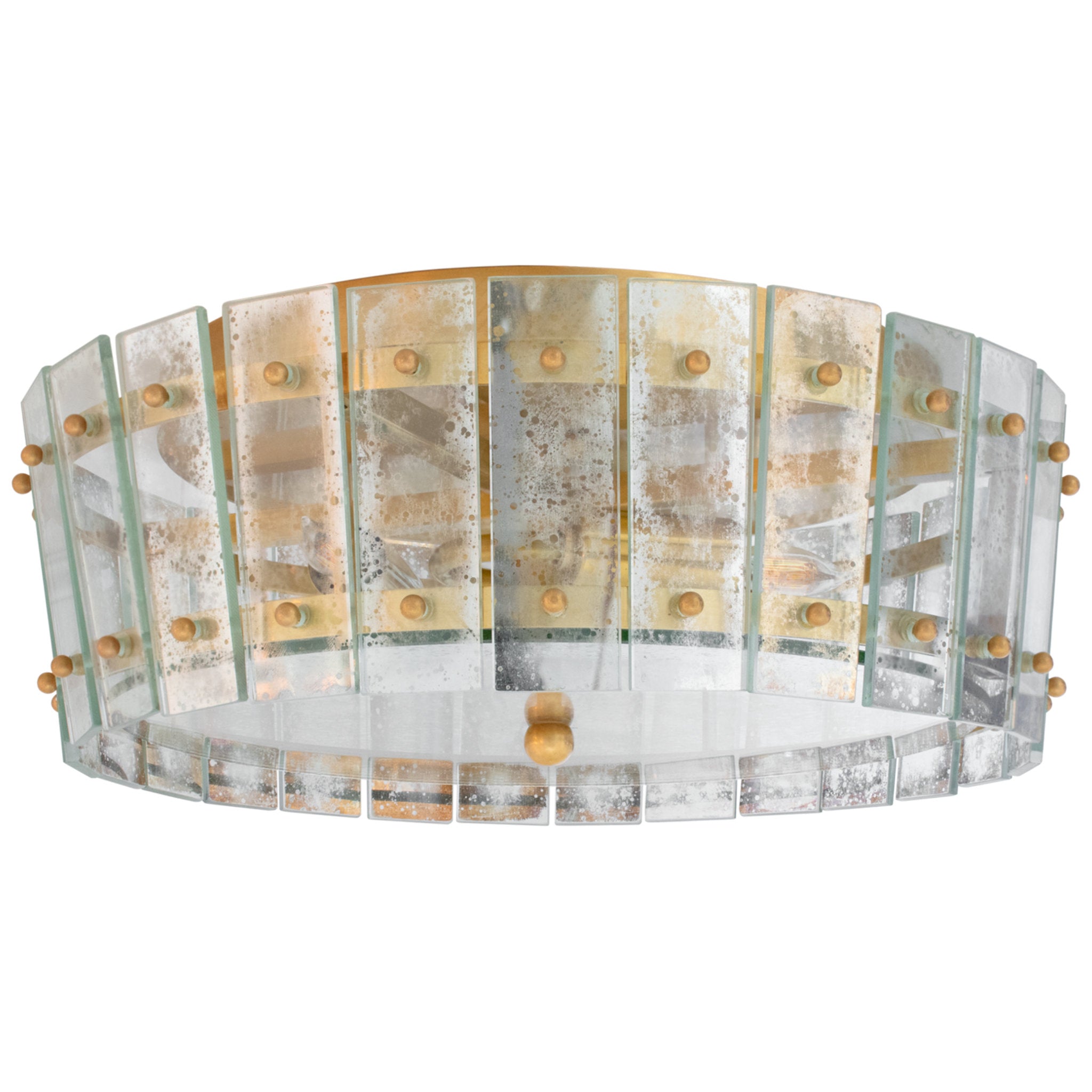 Carrier and Company Cadence Medium Single-Tier Flush Mount in Hand-Rubbed Antique Brass with Antique Mirror