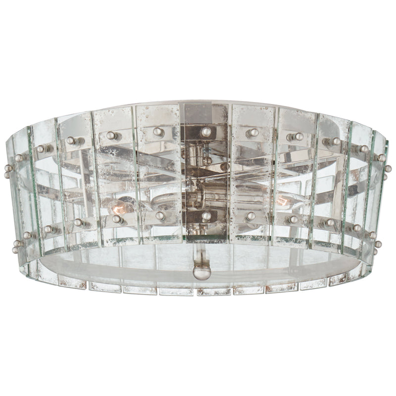 Carrier and Company Cadence Medium Single-Tier Flush Mount in Polished Nickel with Antique Mirror