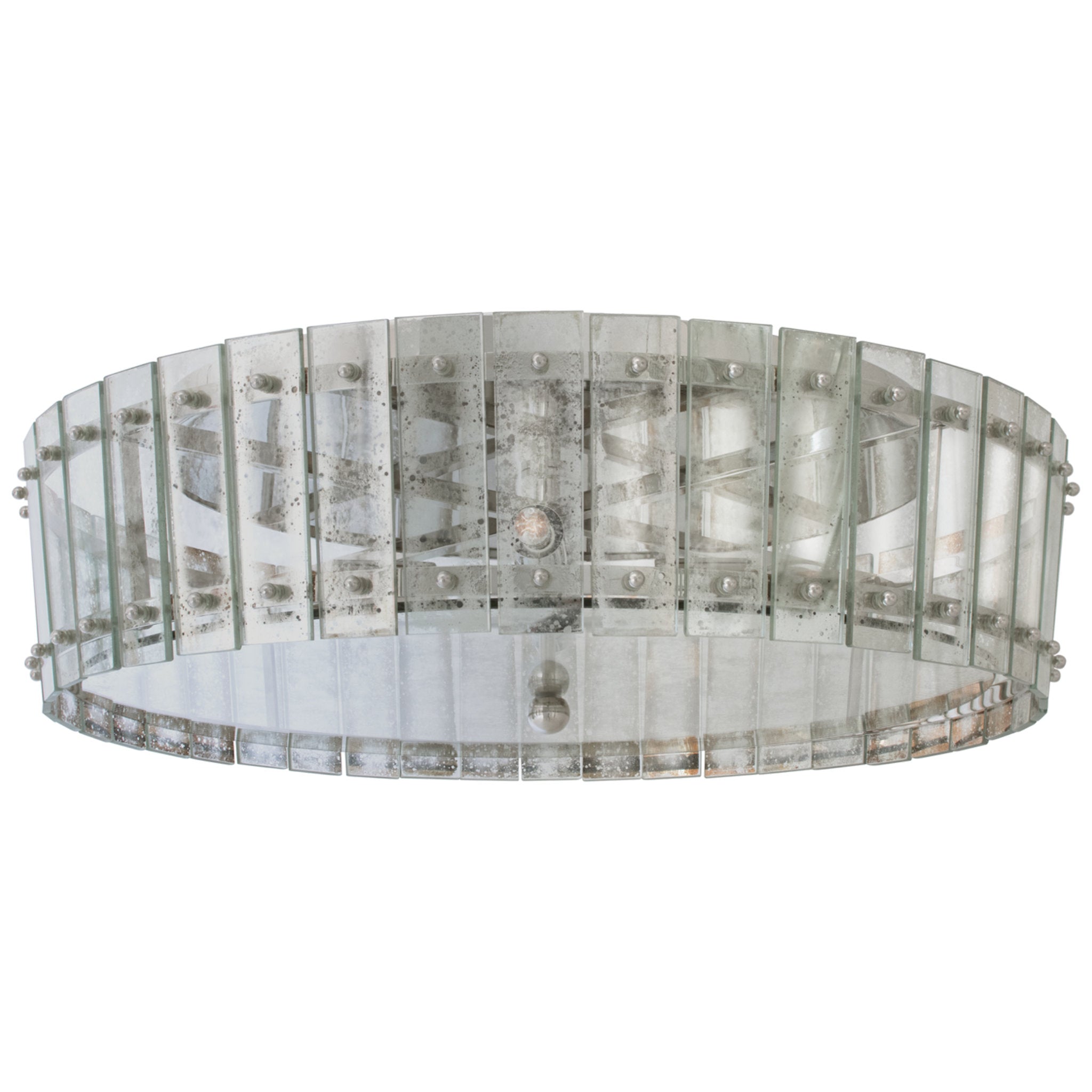 Carrier and Company Cadence Large Single-Tier Flush Mount in Polished Nickel with Antique Mirror
