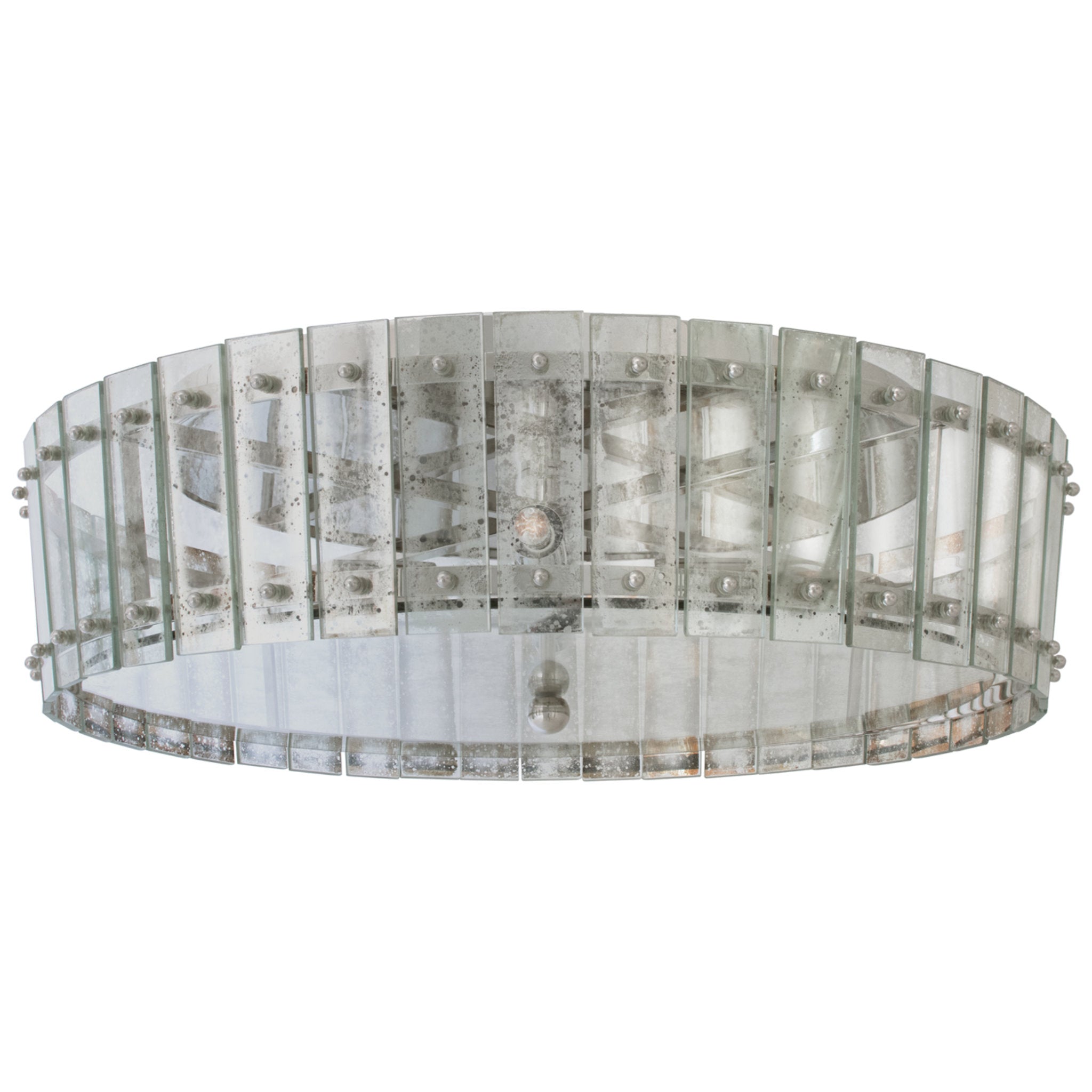 Carrier and Company Cadence Large Single-Tier Flush Mount in Polished Nickel with Antique Mirror Ceiling Light W24" x H7.25"