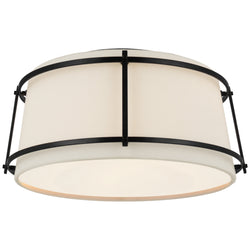 Carrier and Company Callaway Small Flush Mount in Bronze with Linen Shade and Frosted Acrylic Diffuser