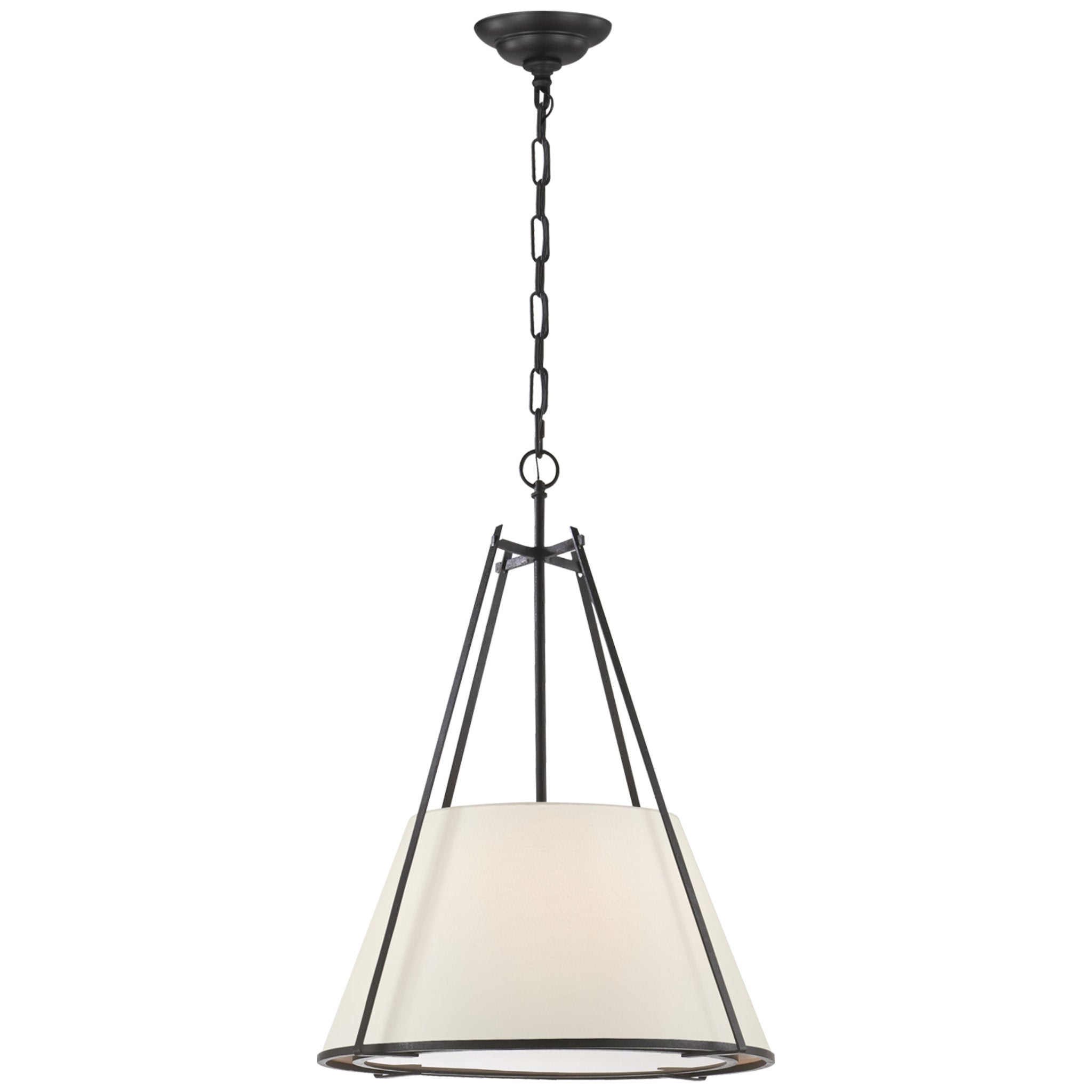Ian K. Fowler Aspen Large Conical Hanging Shade in Black Rust with Linen Shade Ceiling Light W21" x H27.75"