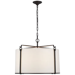 Ian K. Fowler Aspen Large Hanging Shade in Blackened Rust with Linen Shade