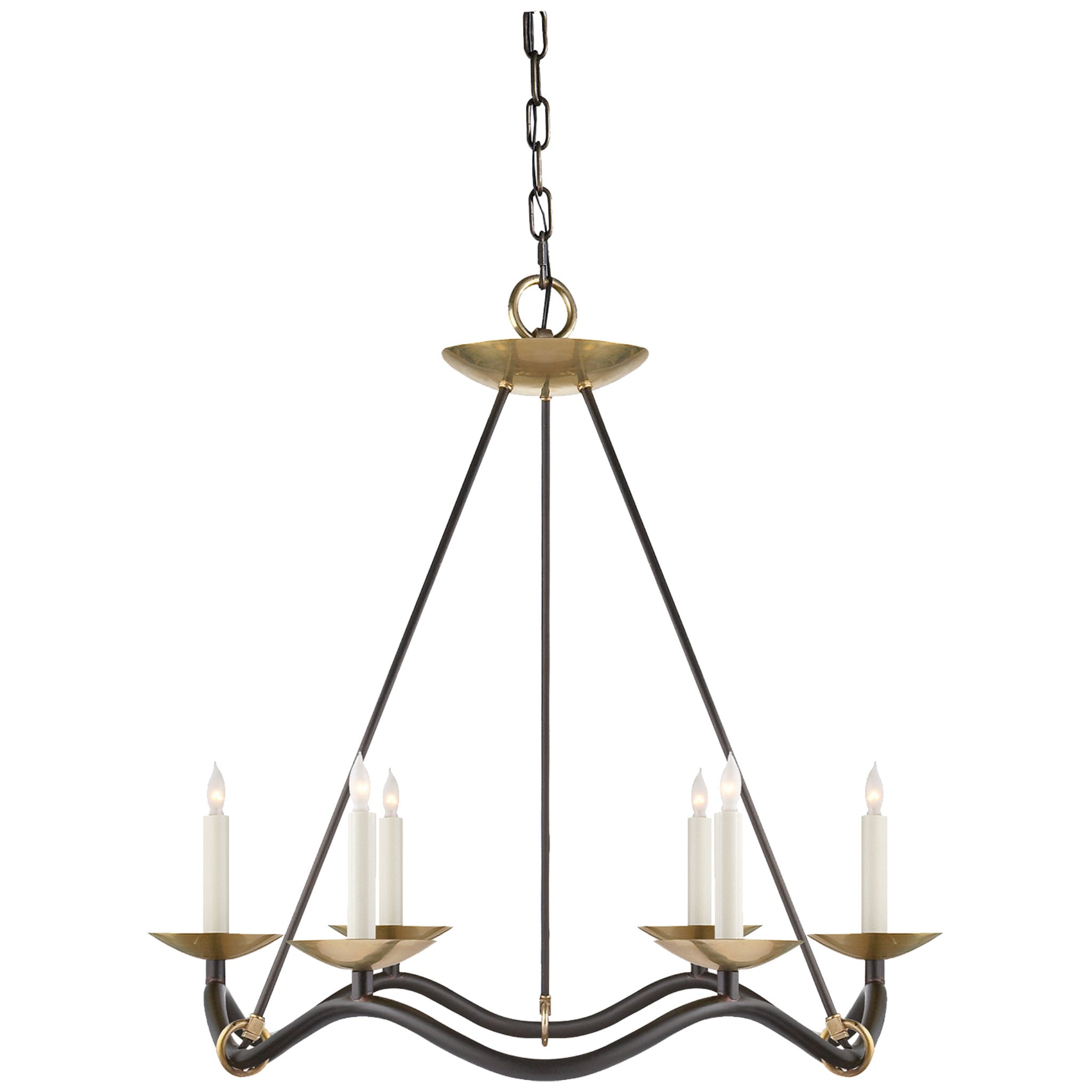 Barry Goralnick Choros Chandelier in Aged Iron with Hand-Rubbed Antique Brass Accents