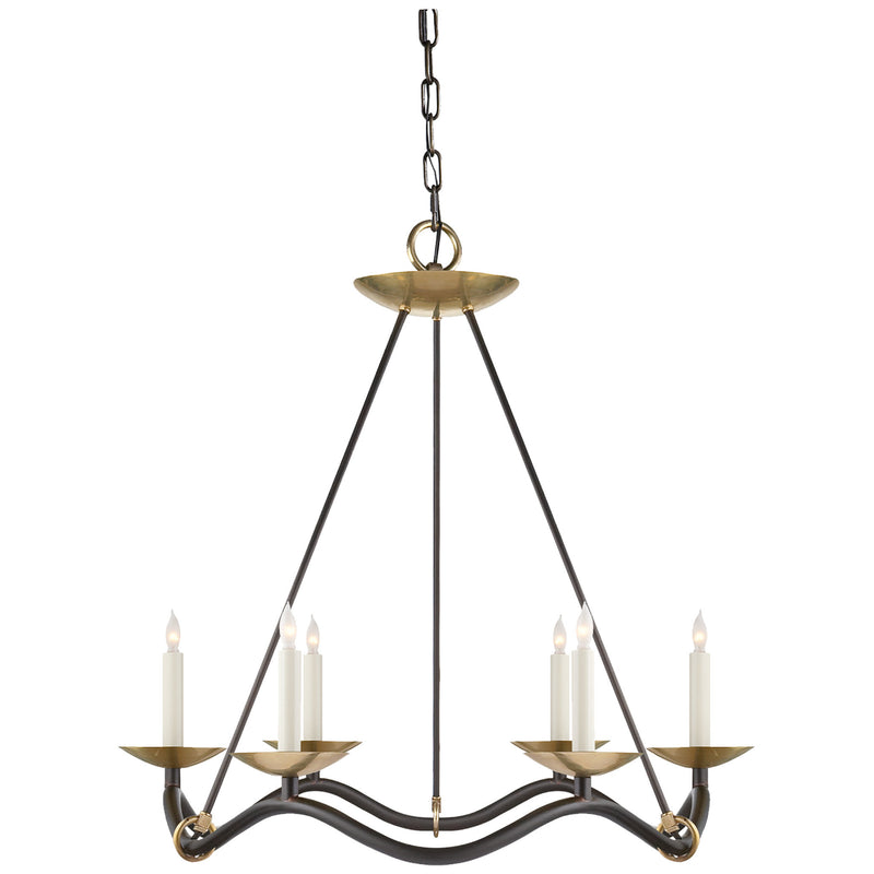 Barry Goralnick Choros Chandelier in Aged Iron with Hand-Rubbed Antique Brass Accents