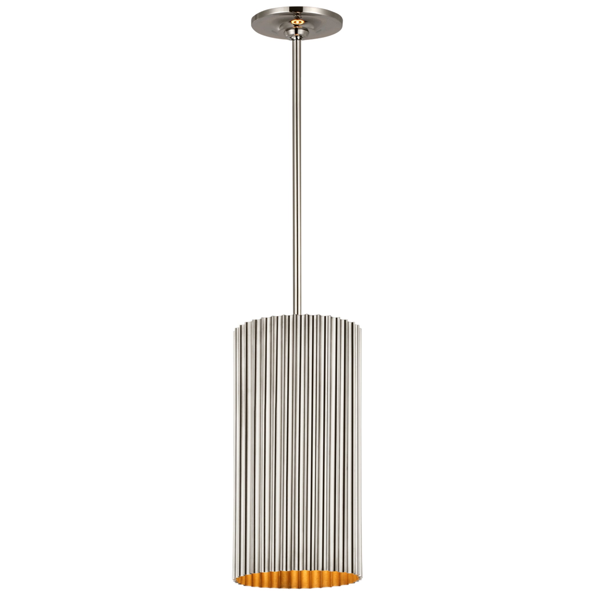 Marie Flanigan Rivers Small Fluted Pendant in Polished Nickel Ceiling Light W7"
