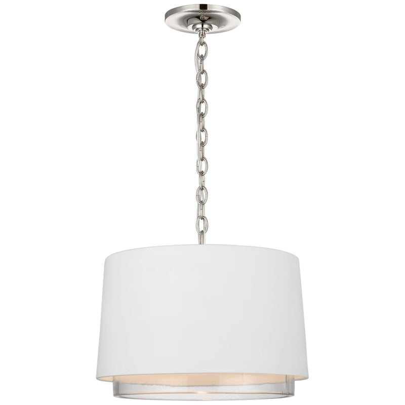 Marie Flanigan Sydney Small Pendant in Polished Nickel with Matte White Shade and Clear Glass