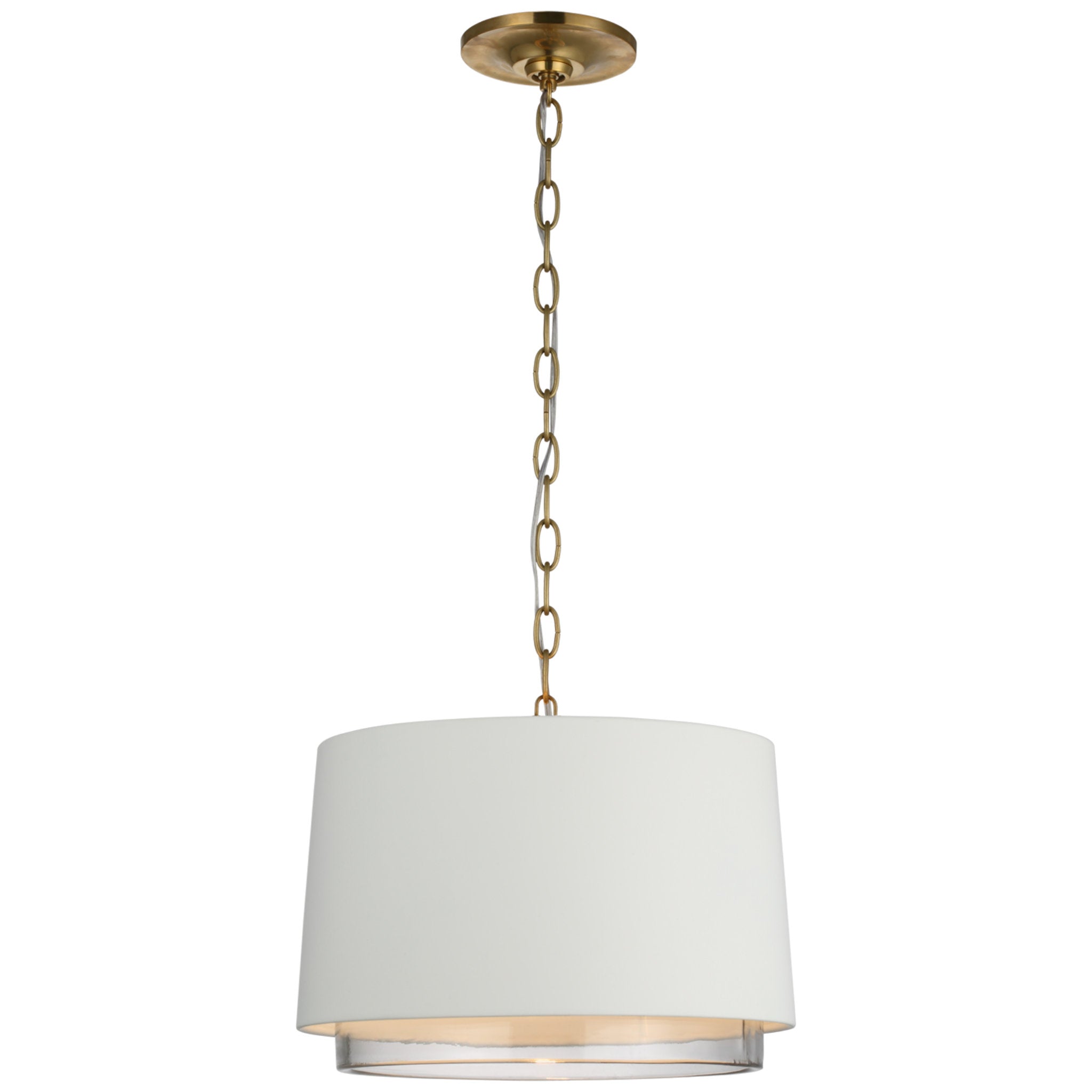 Marie Flanigan Sydney Small Pendant in Soft Brass with Matte White and Clear Glass
