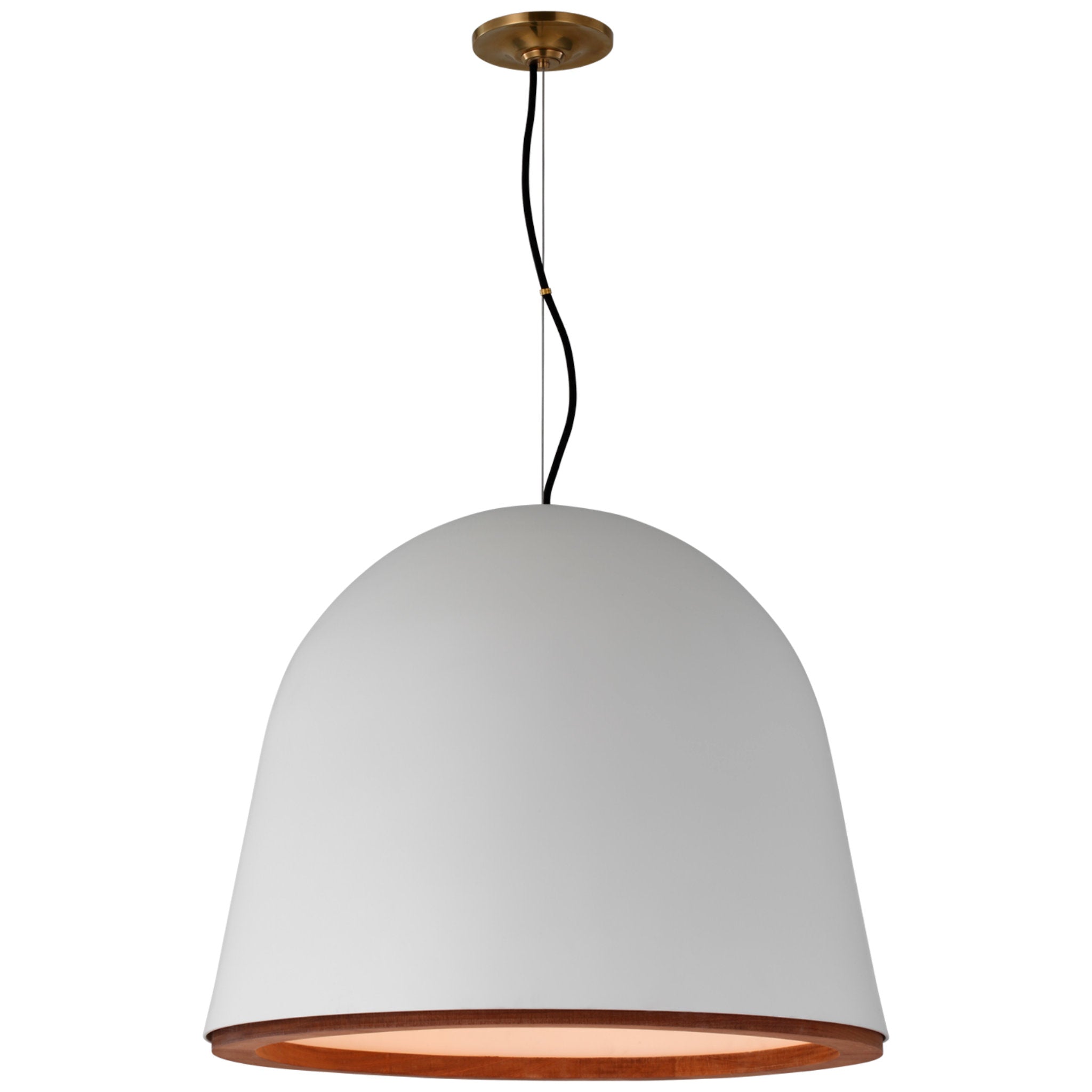 Marie Flanigan Murphy Large Pendant in Plaster White and Dark Teak Ceiling Light W24"