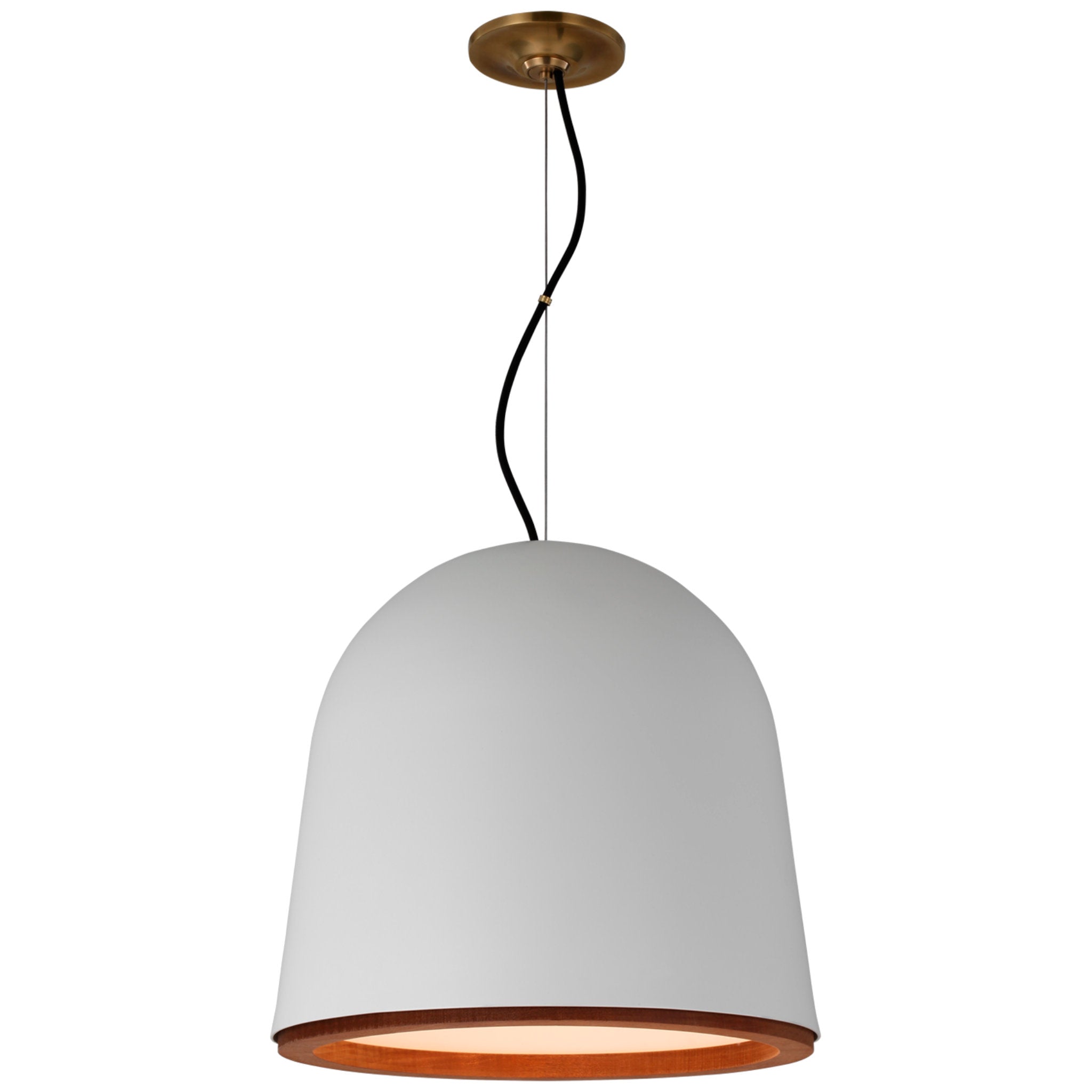 Marie Flanigan Murphy Medium Pendant in Plaster White and Dark Teak Ceiling Light W17"