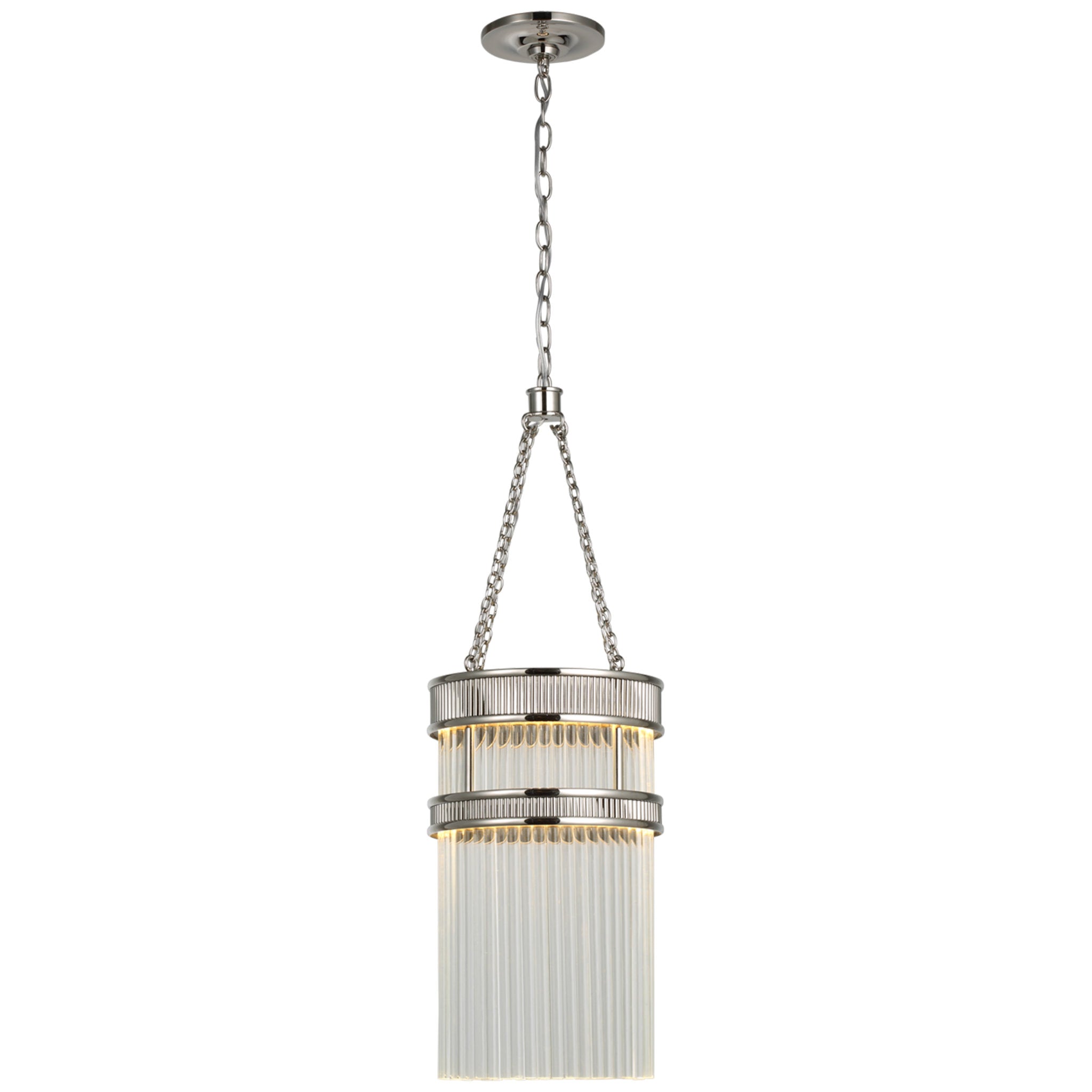 Marie Flanigan Menil Tall Chandelier in Polished Nickel with Crystal Rods Ceiling Light W9.75" x H29.25"