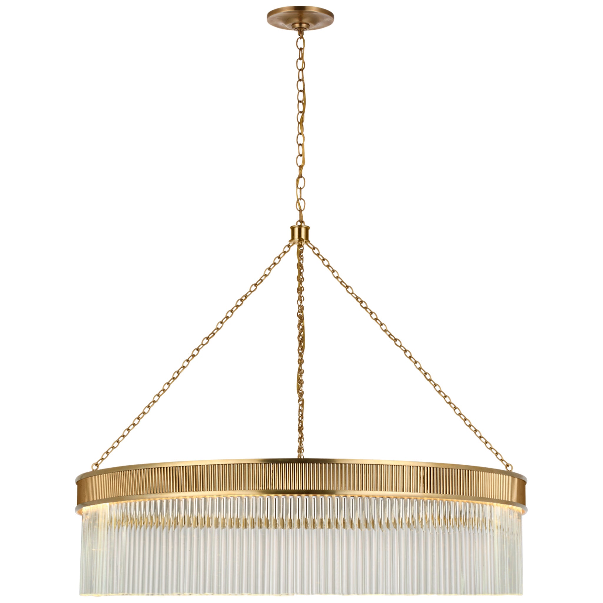 Marie Flanigan Menil Large Chandelier in Soft Brass with Crystal Rods Ceiling Light W34.25" x H29"