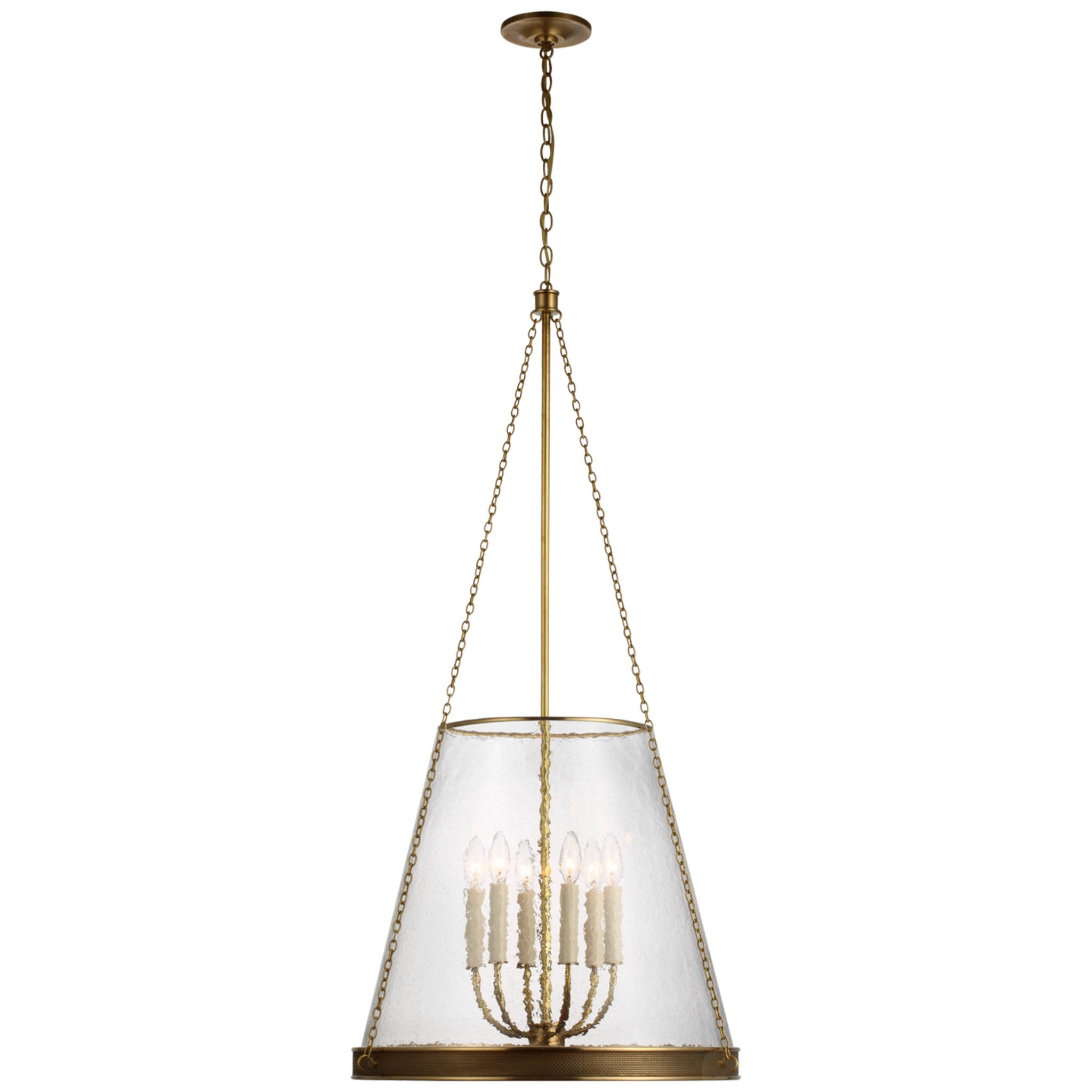 Marie Flanigan Reese 22" Pendant in Soft Brass with Clear Restoration Glass Ceiling Light W23" x H45.5"