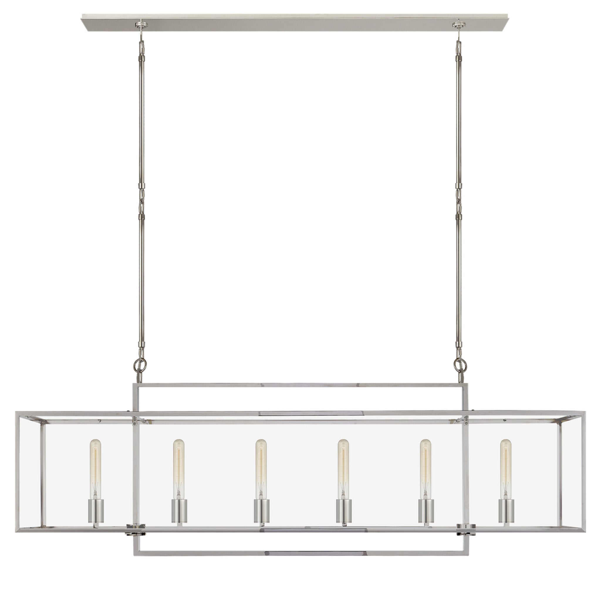 Ian K. Fowler Halle Large Linear Pendant in Polished Nickel with Clear Glass