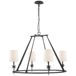 Ian K. Fowler Etoile Round Chandelier in Black Rust with Linen Shades