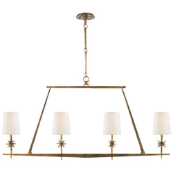 Ian K. Fowler Etoile Linear Chandelier in Gilded Iron with Linen Shades