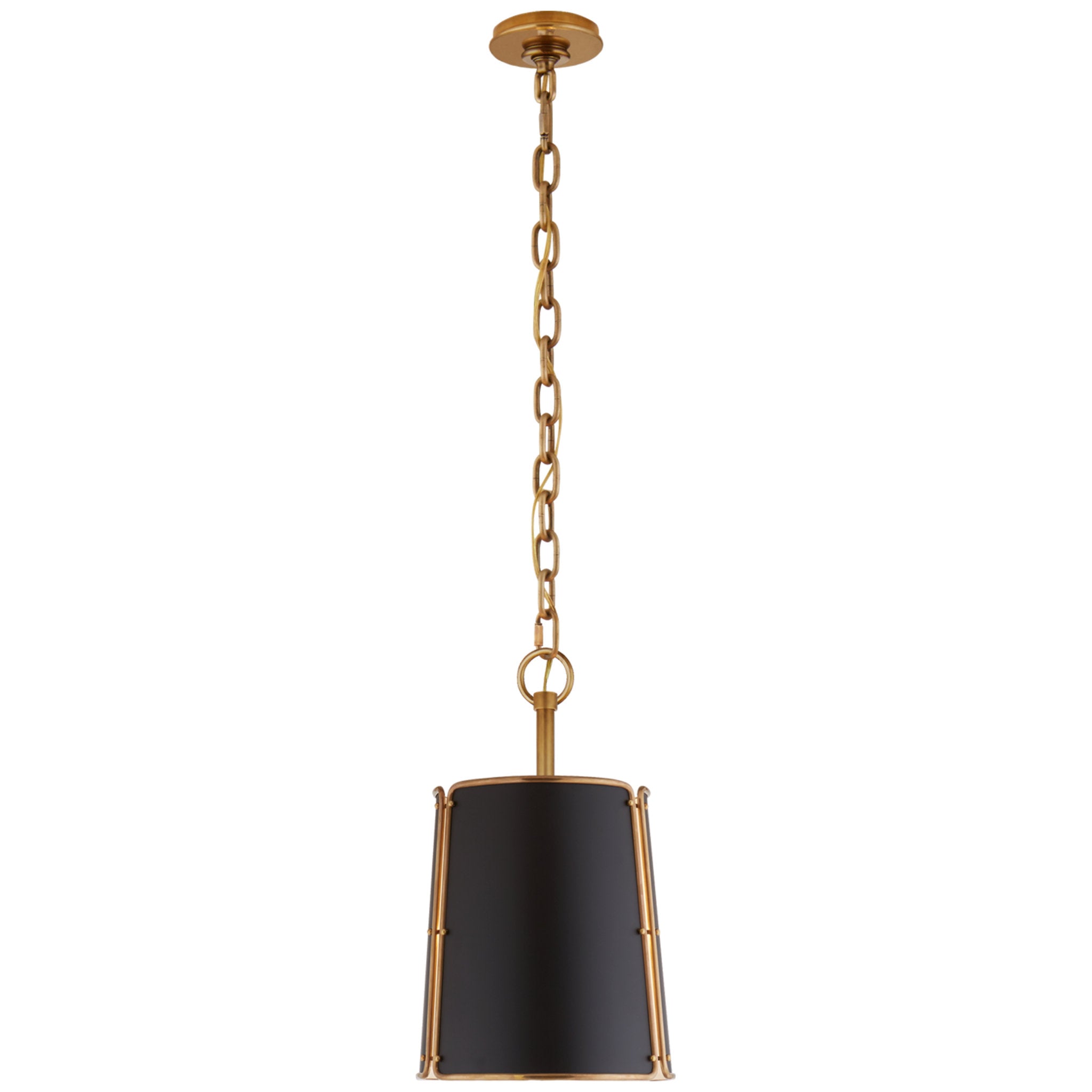 Carrier and Company Hastings Small Pendant in Hand-Rubbed Antique Brass with Black Shade
