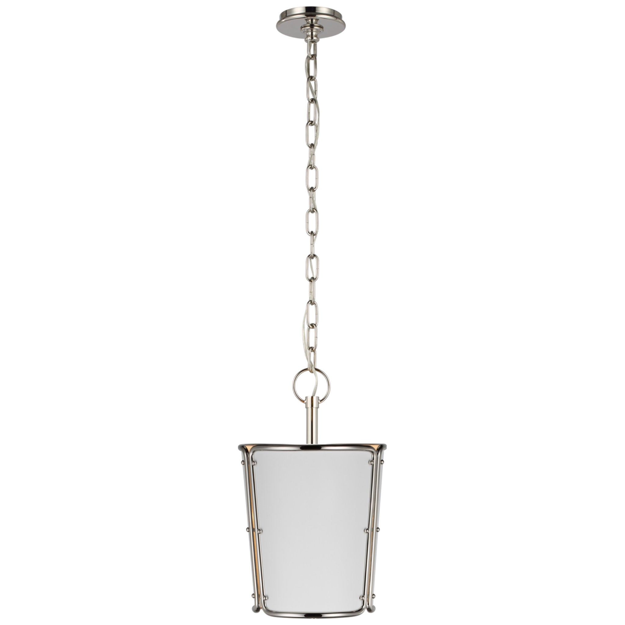 Carrier and Company Hastings Small Pendant in Polished Nickel with White Shade Ceiling Light W11.5" x H18"
