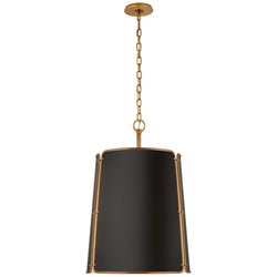 Carrier and Company Hastings Large Pendant in Hand-Rubbed Antique Brass with Black Shade