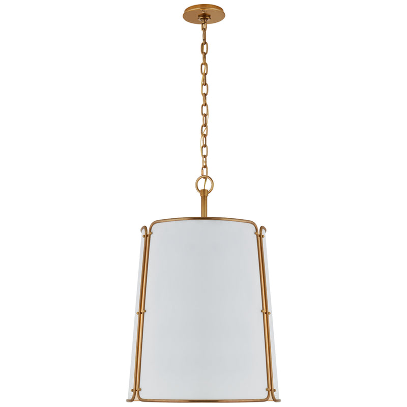 Carrier and Company Hastings Large Pendant in Hand-Rubbed Antique Brass with White Shade