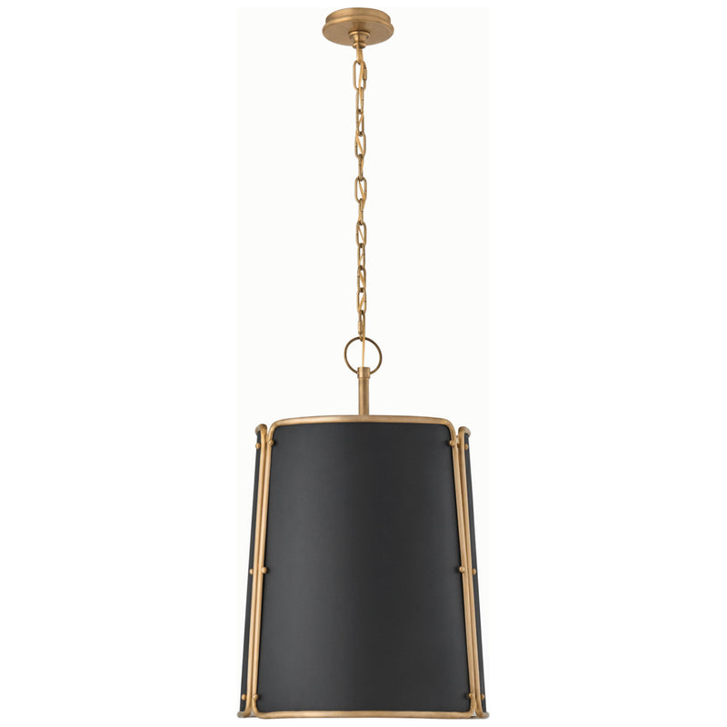 Carrier and Company Hastings Medium Pendant in Hand-Rubbed Antique Brass with Black Shade