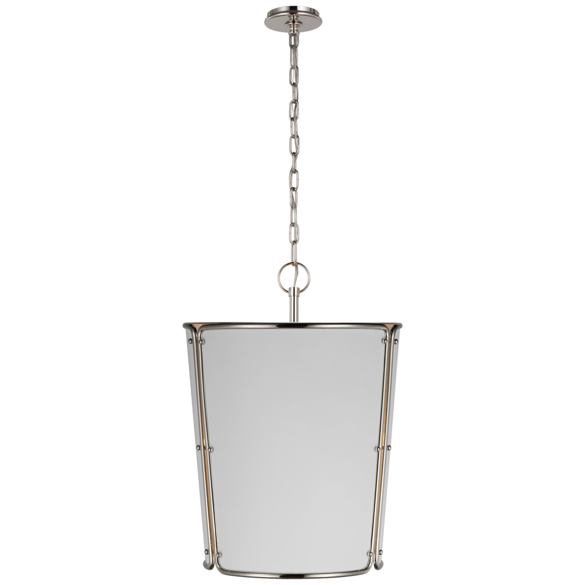 Carrier and Company Hastings Medium Pendant in Polished Nickel with White Shade Ceiling Light W17.75" x H26.25"