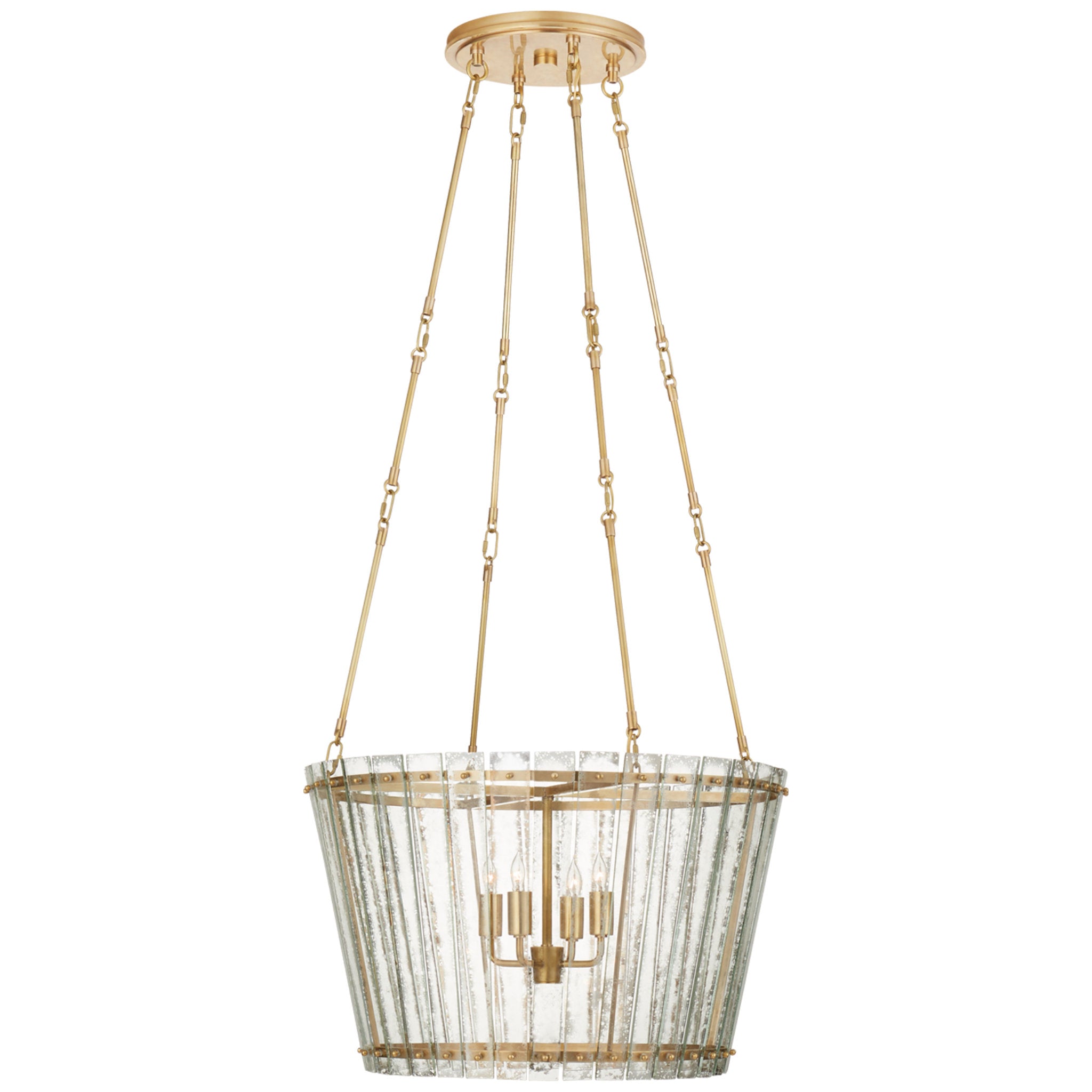 Carrier and Company Cadence Medium Chandelier in Hand-Rubbed Antique Brass with Antique Mirror
