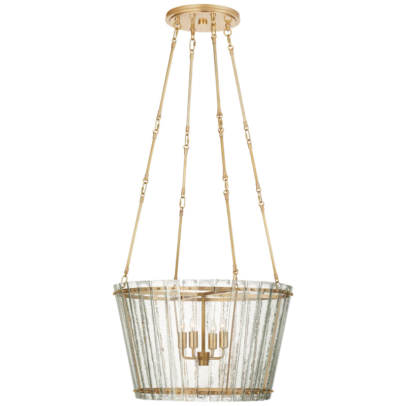 Carrier and Company Cadence Medium Chandelier in Hand-Rubbed Antique Brass with Antique Mirror