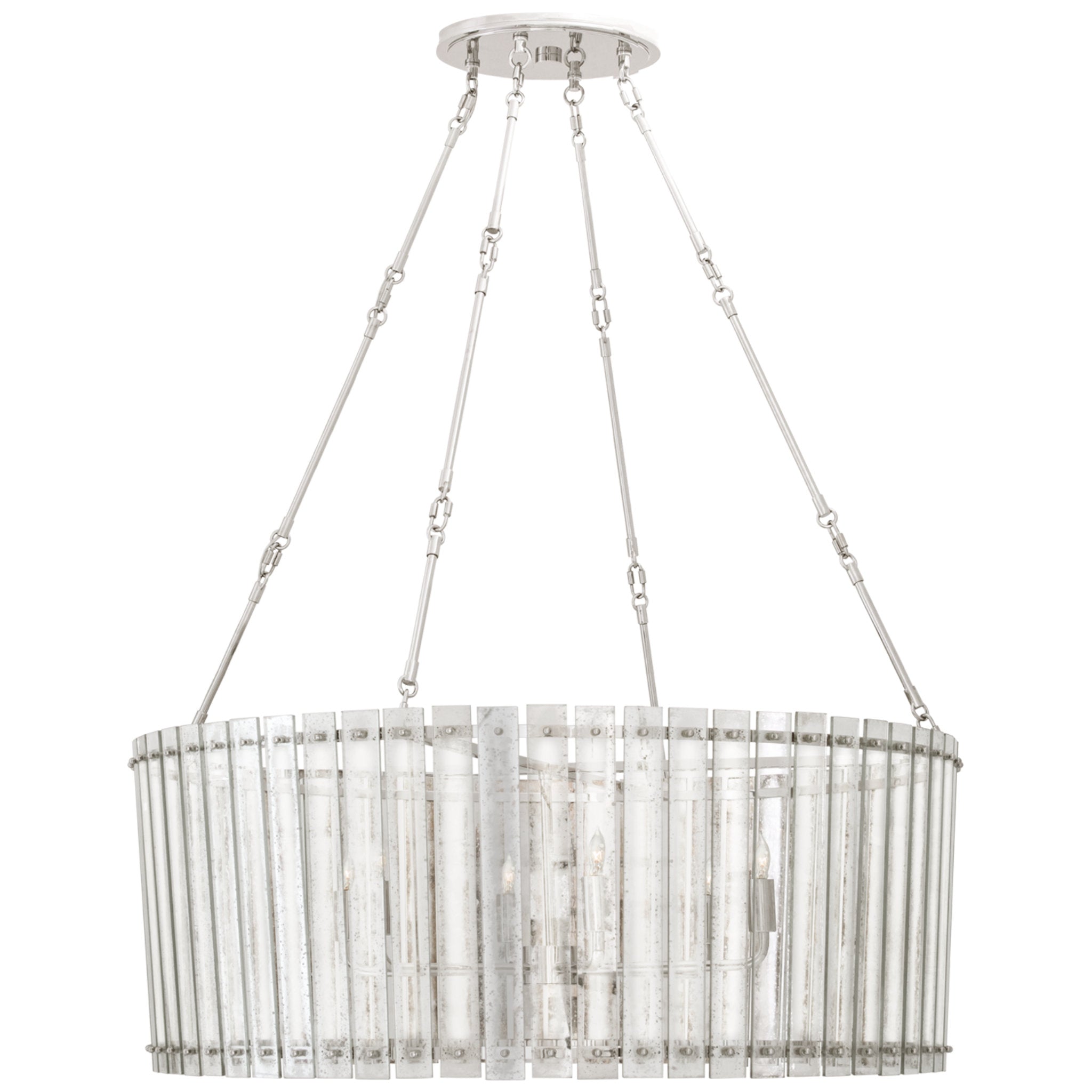 Carrier and Company Cadence Large Chandelier in Polished Nickel with Antique Mirror