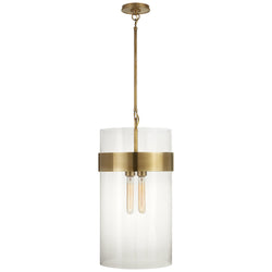 Ian K. Fowler Presidio Medium Pendant in Hand-Rubbed Antique Brass with Clear Glass