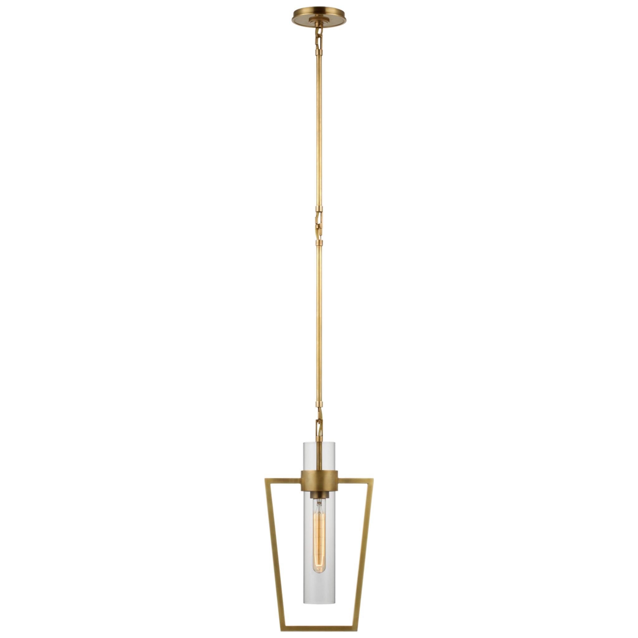 Ian K. Fowler Presidio Petite Caged Pendant in Hand-Rubbed Antique Brass with Clear Glass