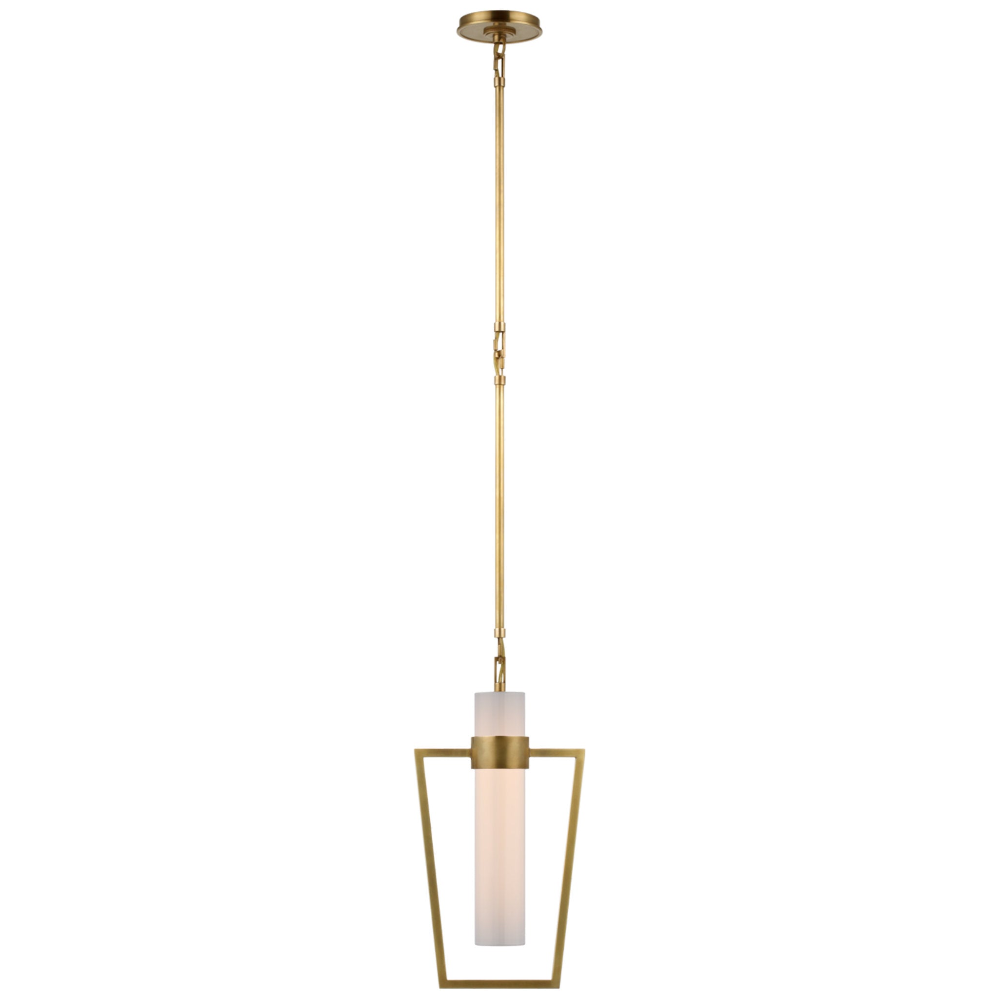Ian K. Fowler Presidio Petite Caged Pendant in Hand-Rubbed Antique Brass with White Glass