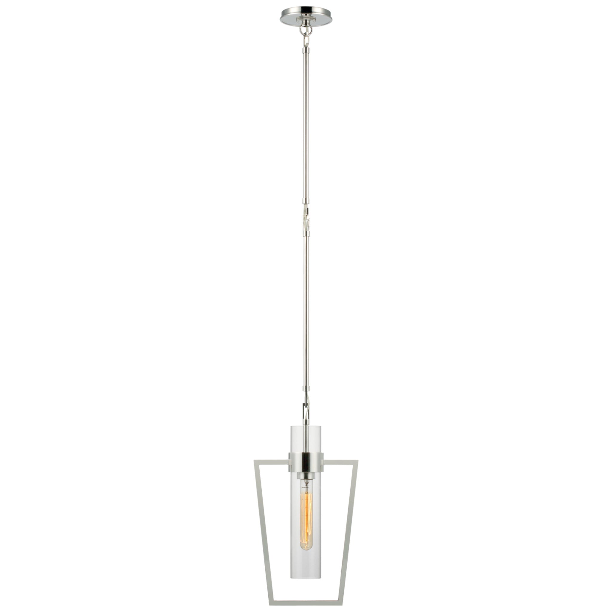 Ian K. Fowler Presidio Petite Caged Pendant in Polished Nickel with Clear Glass