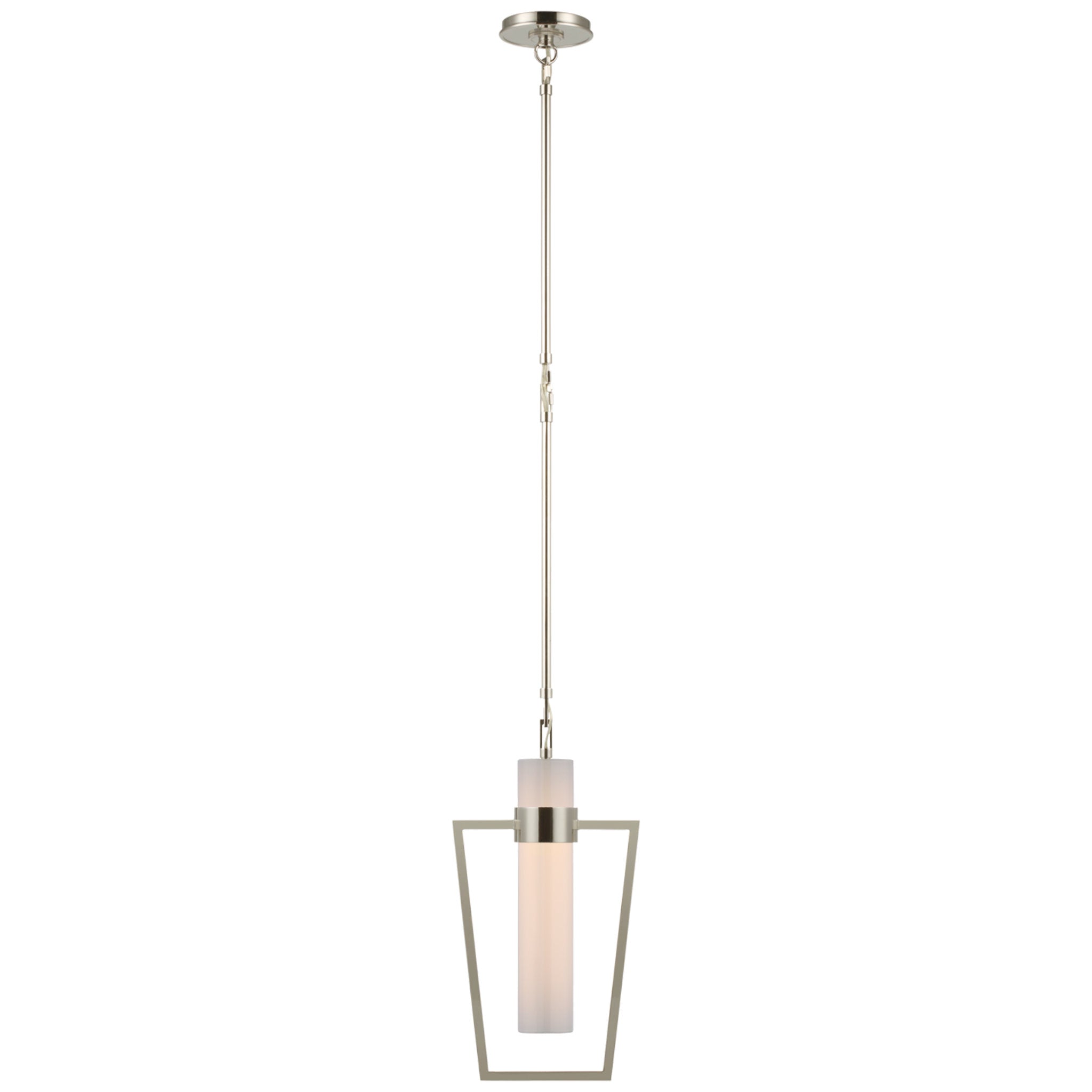 Ian K. Fowler Presidio Petite Caged Pendant in Polished Nickel with White Glass