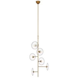 Ian K. Fowler Calvino Small Entry Chandelier in Hand-Rubbed Antique Brass with Clear Glass