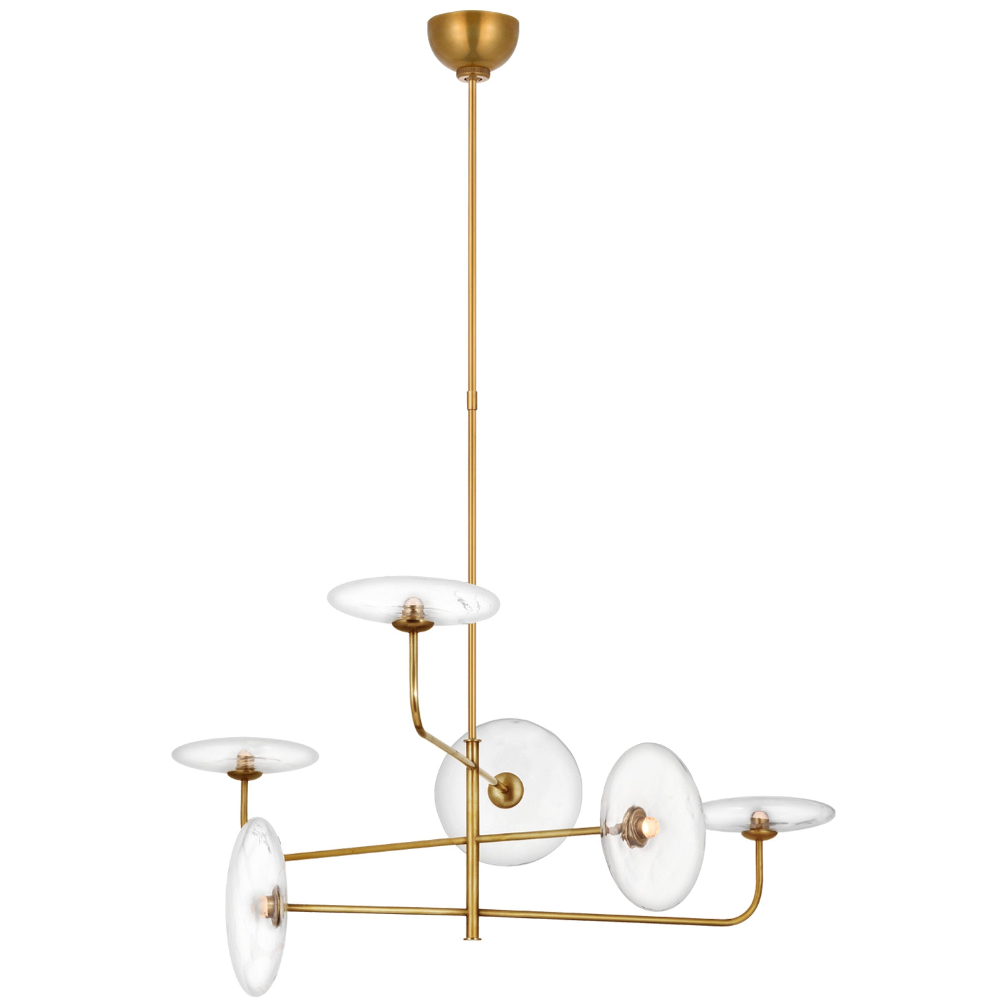 Ian K. Fowler Calvino Large Arched Chandelier in Hand-Rubbed Antique Brass with Clear Glass Ceiling Light W32.25"