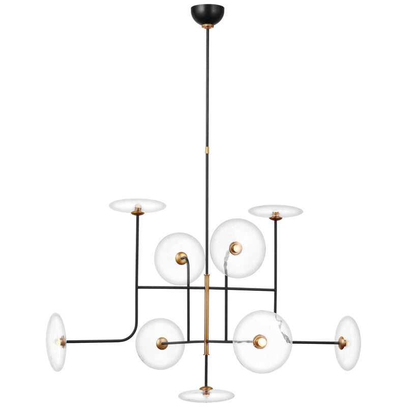 Ian K. Fowler Calvino X-Large Arched Chandelier in Aged Iron and Hand-Rubbed Antique Brass with Clear Glass