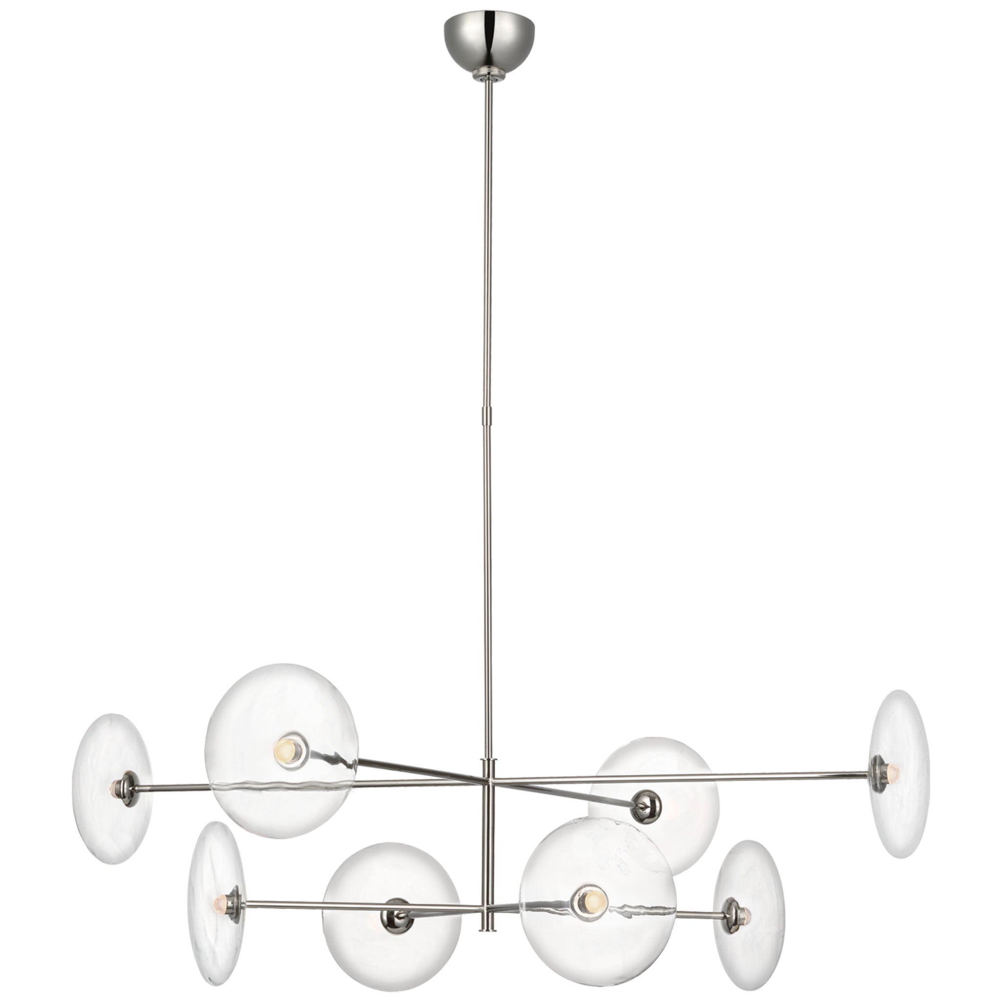 Ian K. Fowler Calvino X-Large Radial Chandelier in Polished Nickel with Clear Glass