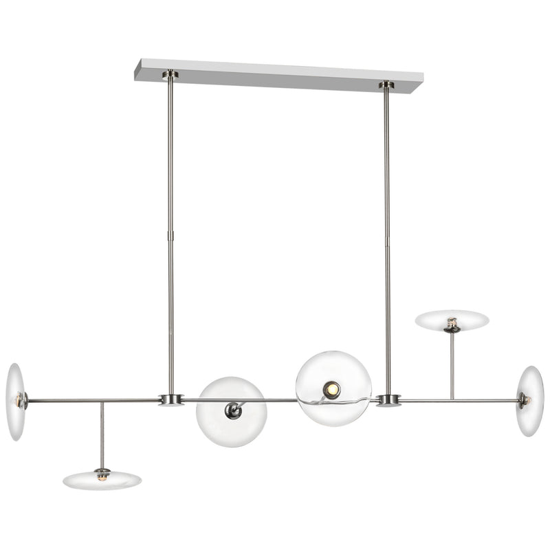 Ian K. Fowler Calvino Large Linear Chandelier in Polished Nickel with Clear Glass