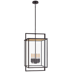 Ian K. Fowler Halle Medium Hanging Lantern in Aged Iron with Clear Glass