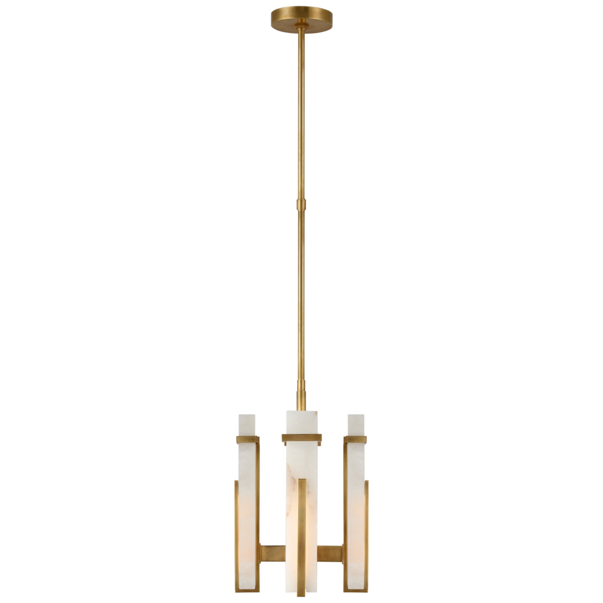 Ian K. Fowler Malik Small Chandelier in Hand-Rubbed Antique Brass with Alabaster