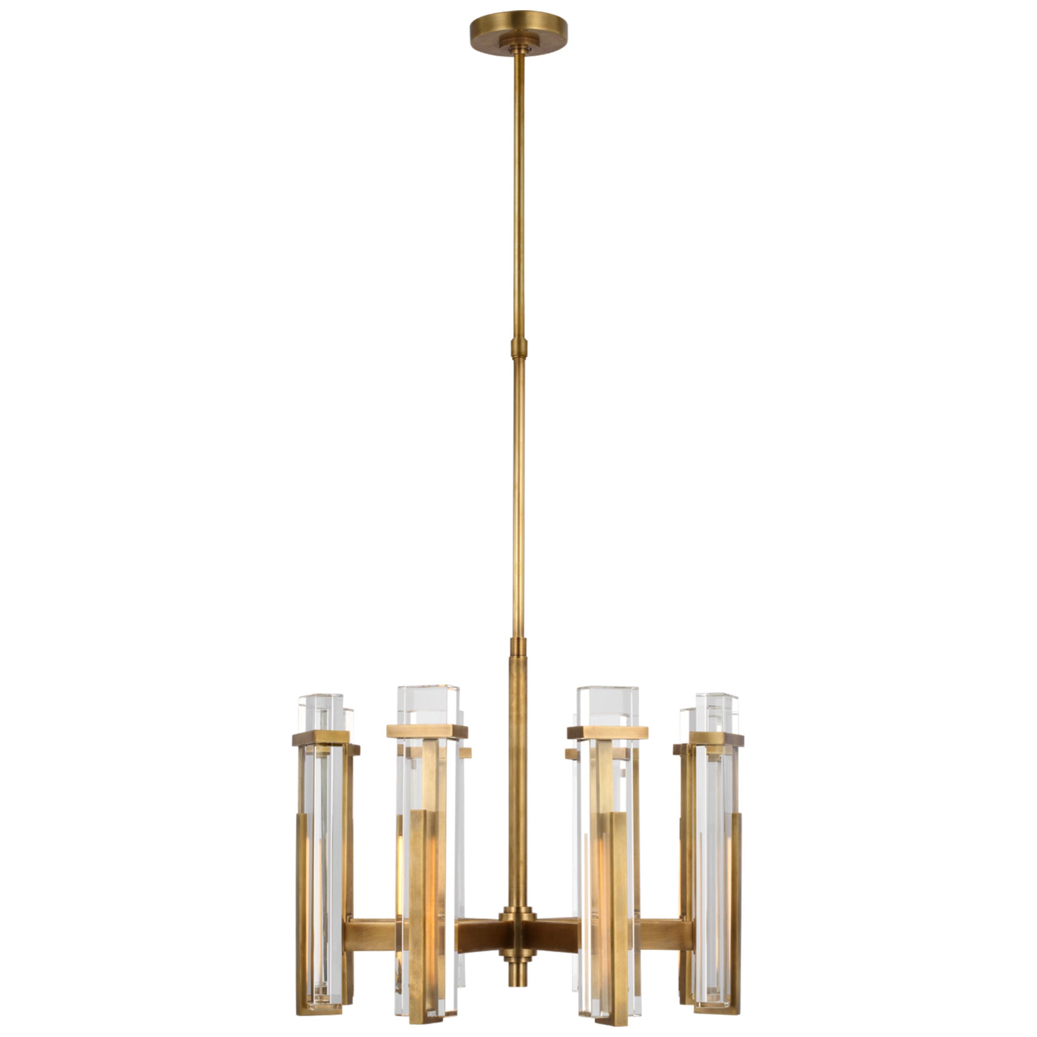 Ian K. Fowler Malik Medium Chandelier in Hand-Rubbed Antique Brass with Crystal