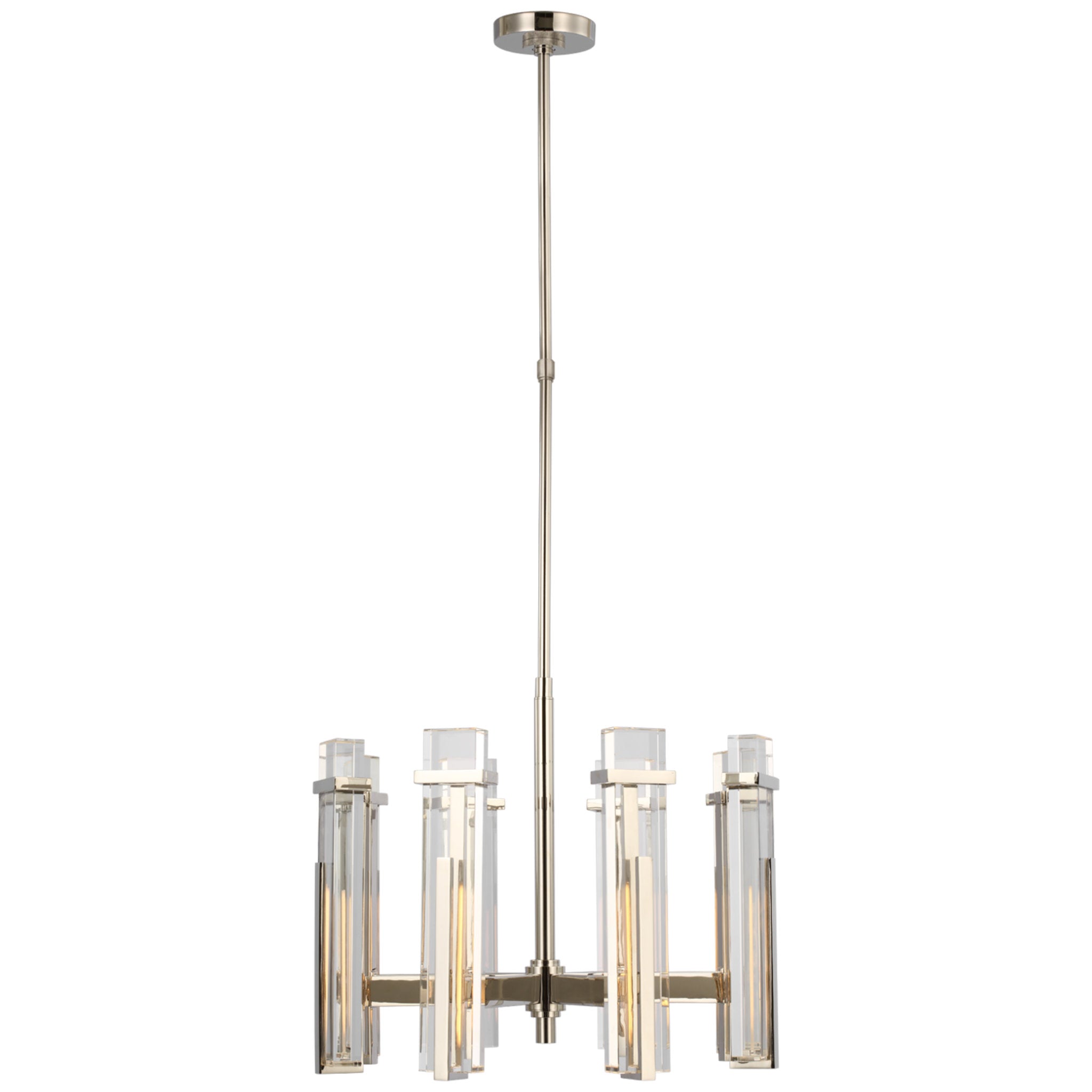 Ian K. Fowler Malik Medium Chandelier in Polished Nickel with Crystal Ceiling Light W24"
