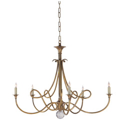 Eric Cohler Double Twist Large Chandelier in Hand-Rubbed Antique Brass