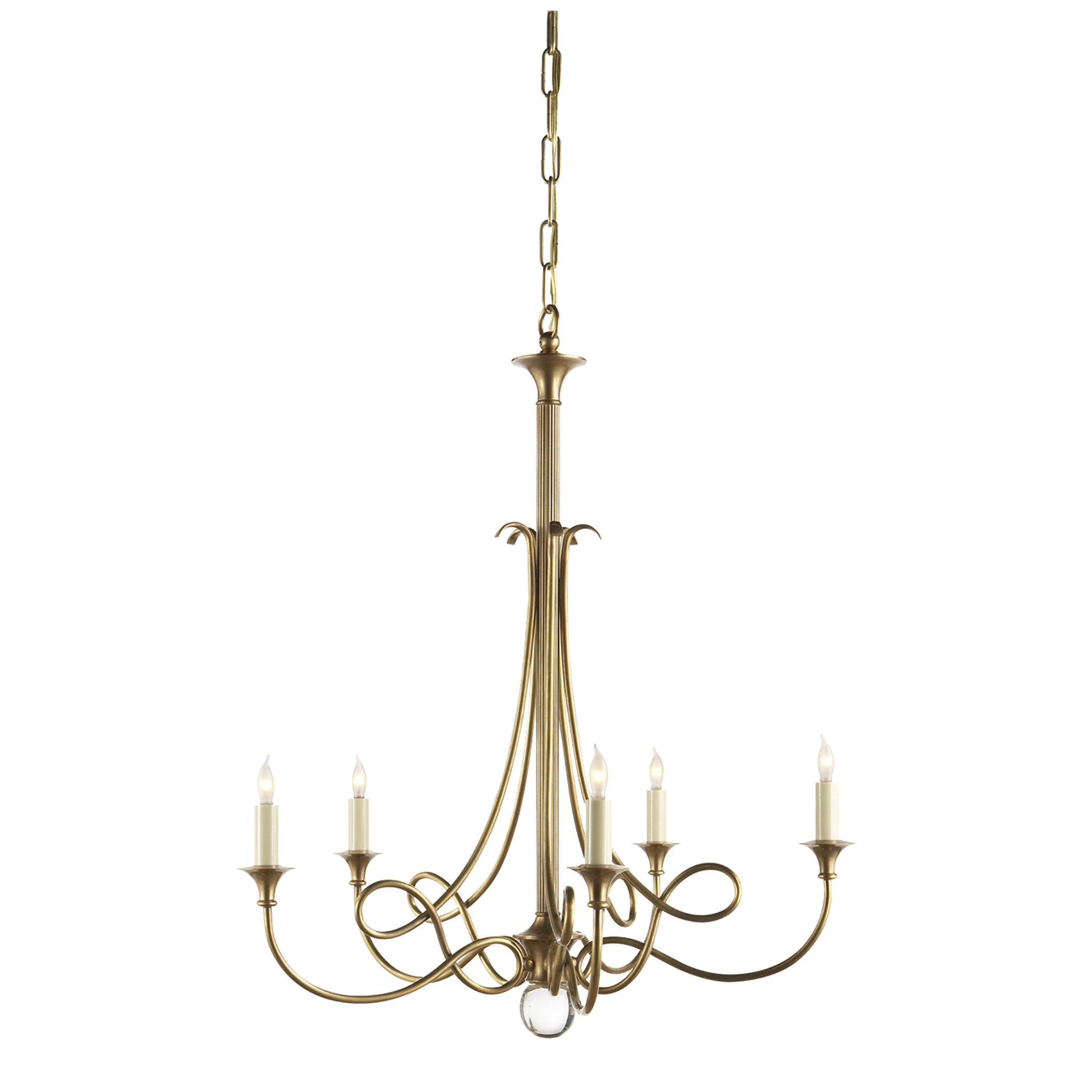 Eric Cohler Twist Chandelier in Hand-Rubbed Antique Brass