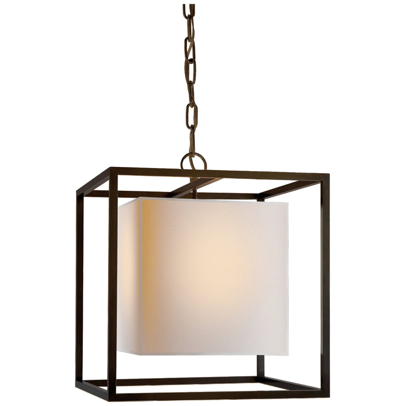 Eric Cohler Caged Small Lantern in Bronze with Natural Paper Shade